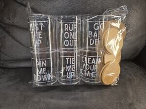 Funny Naughty Bathroom Jars Set of 6 Adult Gag Gift Plastic Canisters White Red